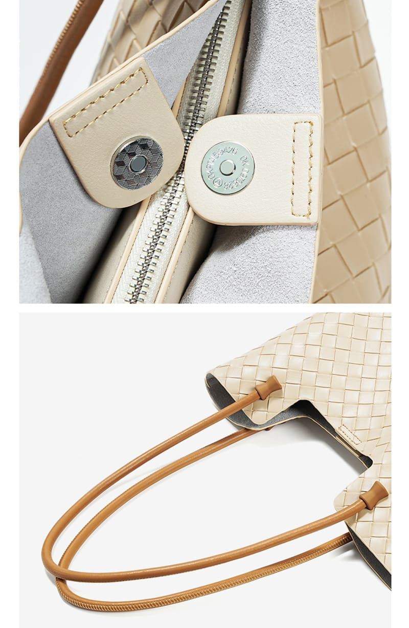 Damen Schultertasche geflochtene Leder große Ledertasche Frauen Shopper