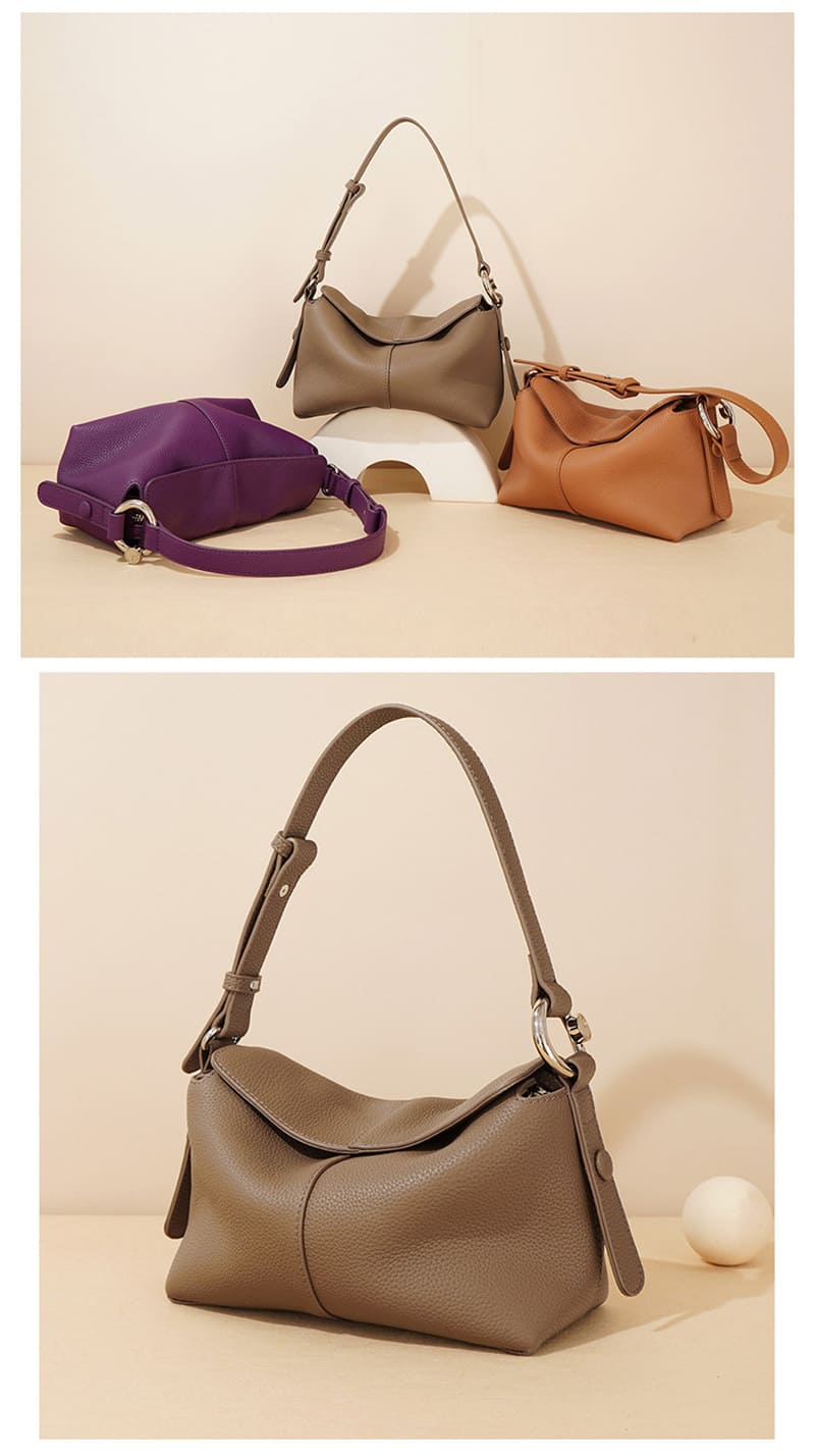 Damen Schultertasche weiches Leder Umhängetasche Unterarmtasche modern 4 Farben