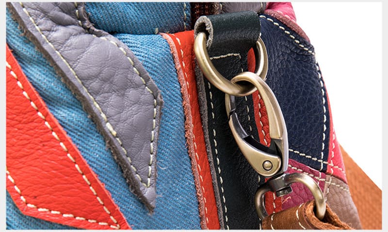 Damen bunte Handtasche Umhängetasche Canvas und Leder klein