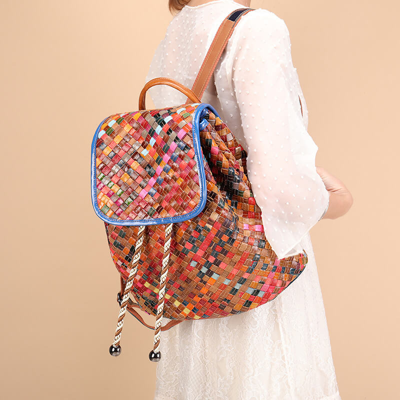 rucksack damen leder bunt