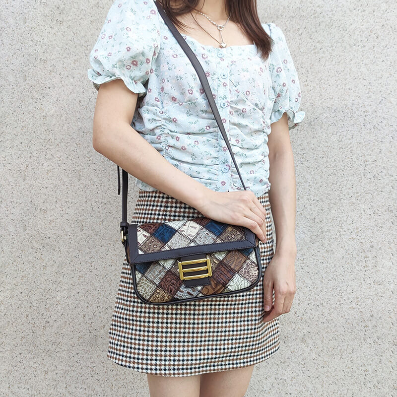 umhängetasche patchwork leder