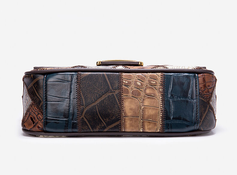 Elegante Vintage Damen Umhängetasche Patchwork Leder bunt