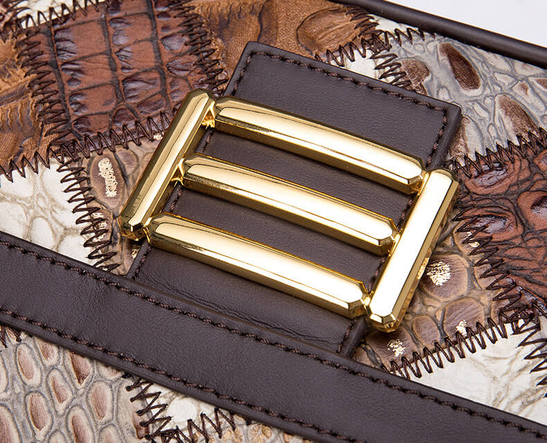 Elegante Vintage Damen Umhängetasche Patchwork Leder bunt