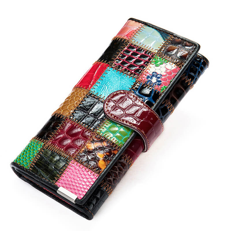 Geldbörse Damen bunt Leder lange Portemonnaie Frauen