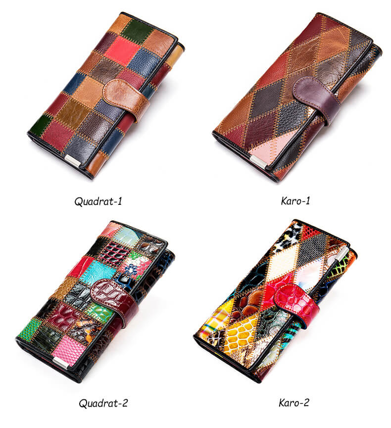 Geldbörse Damen bunt Leder lange Portemonnaie Frauen