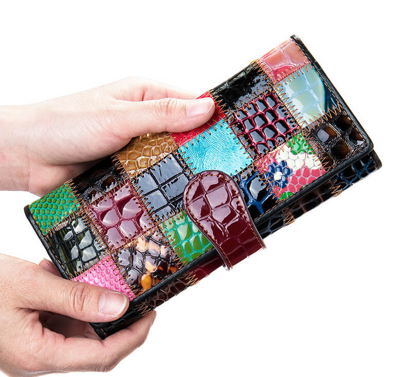 Geldbörse Damen bunt Leder lange Portemonnaie Frauen