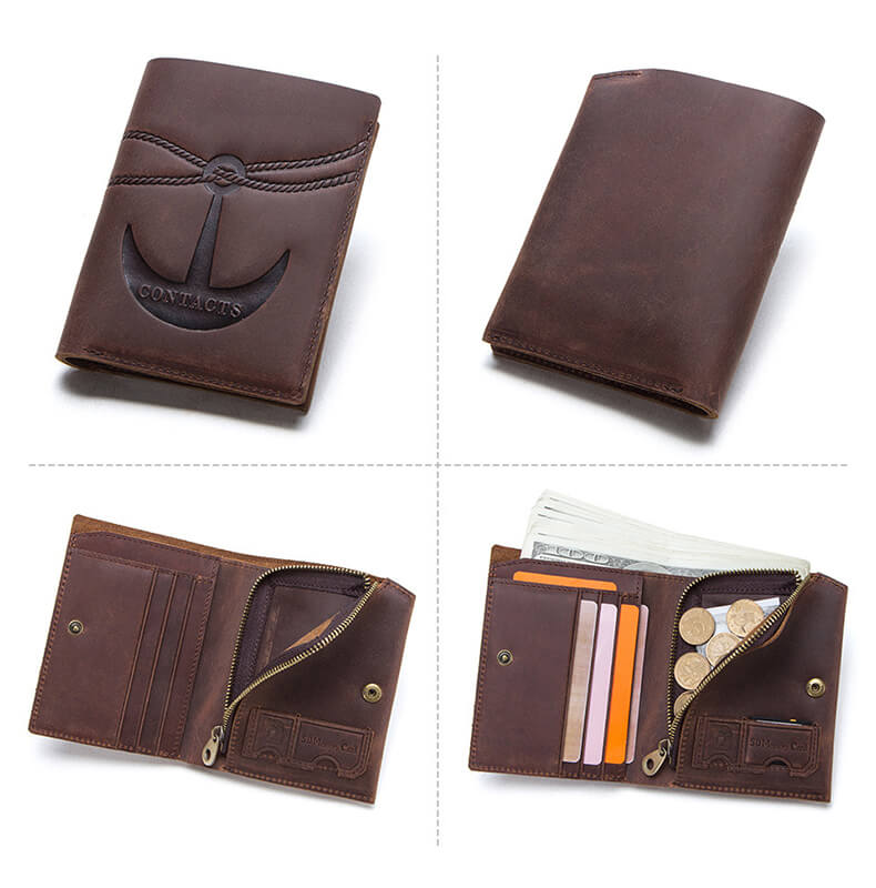 Geldbörse Herren Leder kleines Portemonnaie für Hosentasche Hochformat Brieftasche