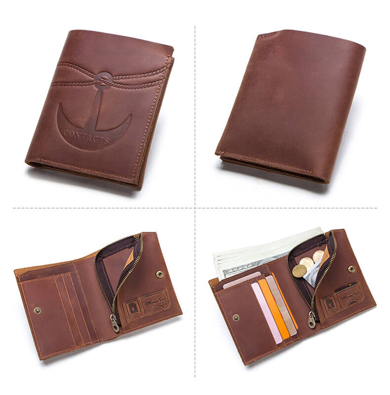 Geldbörse Herren Leder kleines Portemonnaie für Hosentasche Hochformat Brieftasche