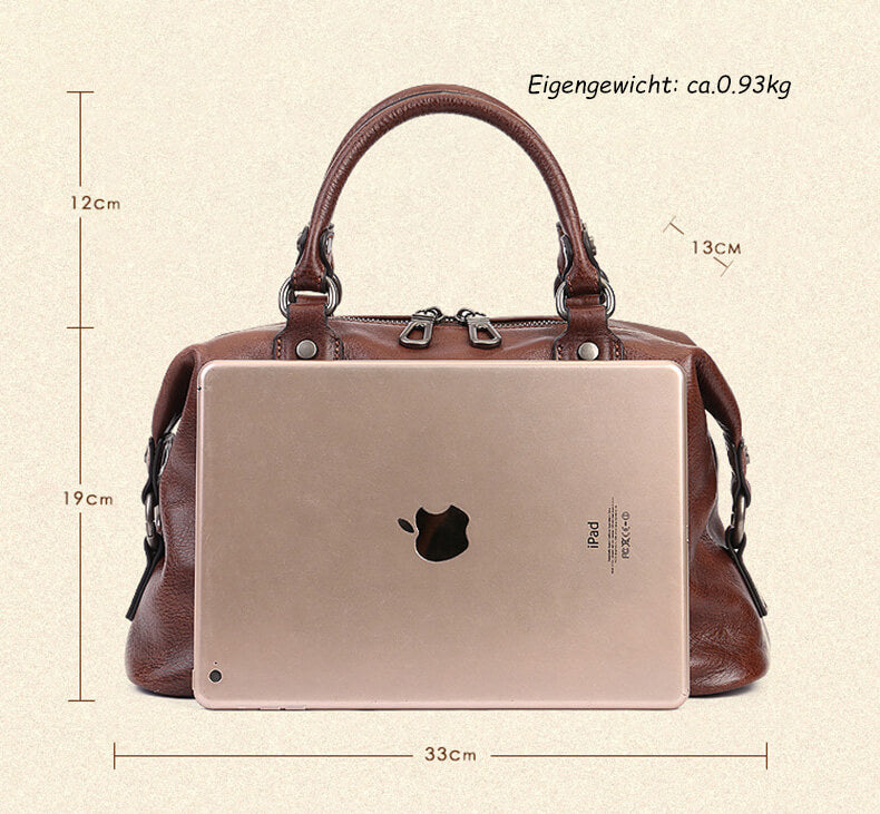 Handtasche Mittelgroß Damen leder Umhängetasche Vintage mit breitem Gurt