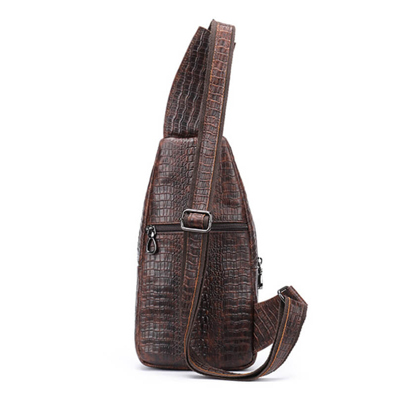 Herren Brusttasche Leder Brustbeutel Krokodil Muster Brust Umhänge Tasche