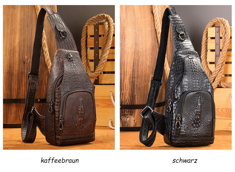 Herren Brusttasche Leder Brustbeutel Krokodil Muster Brust Umhänge Tasche