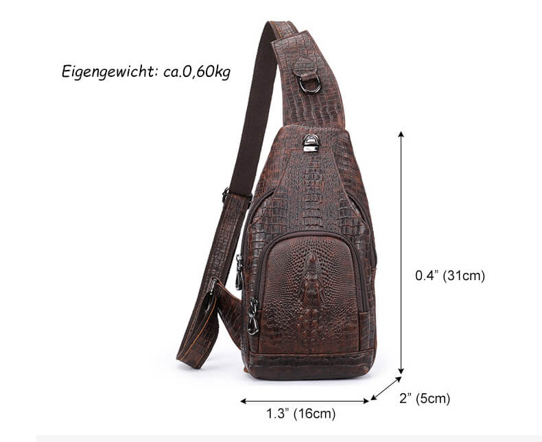 Herren Brusttasche Leder Brustbeutel Krokodil Muster Brust Umhänge Tasche
