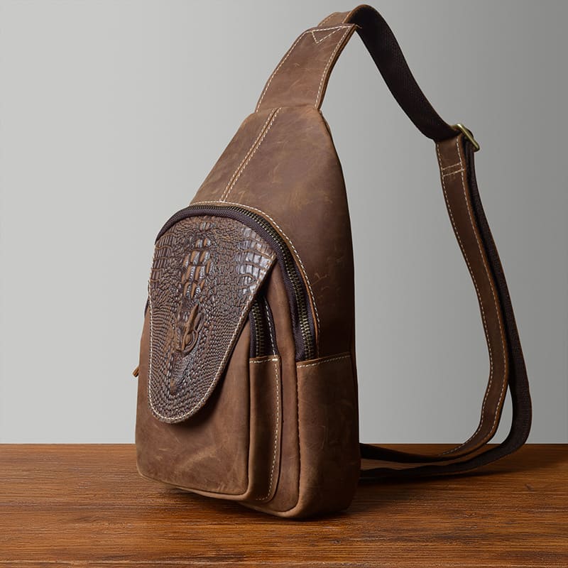 bauchtasche leder braun herren