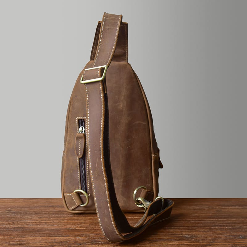 Herren Brusttasche Vintage Leder Kroko Muster Brustbeutel Umhängetasche