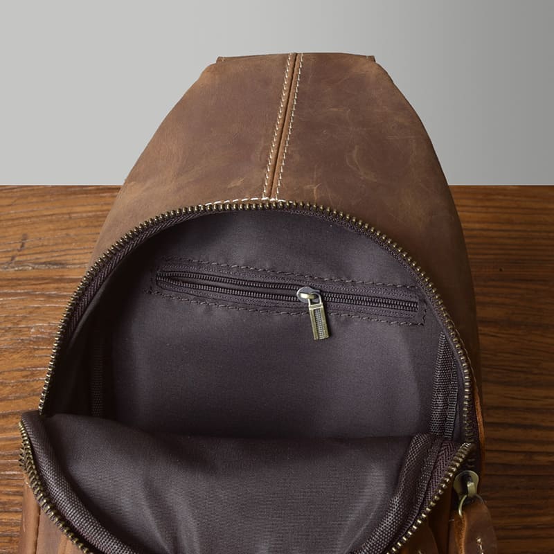 Herren Brusttasche Vintage Leder Kroko Muster Brustbeutel Umhängetasche