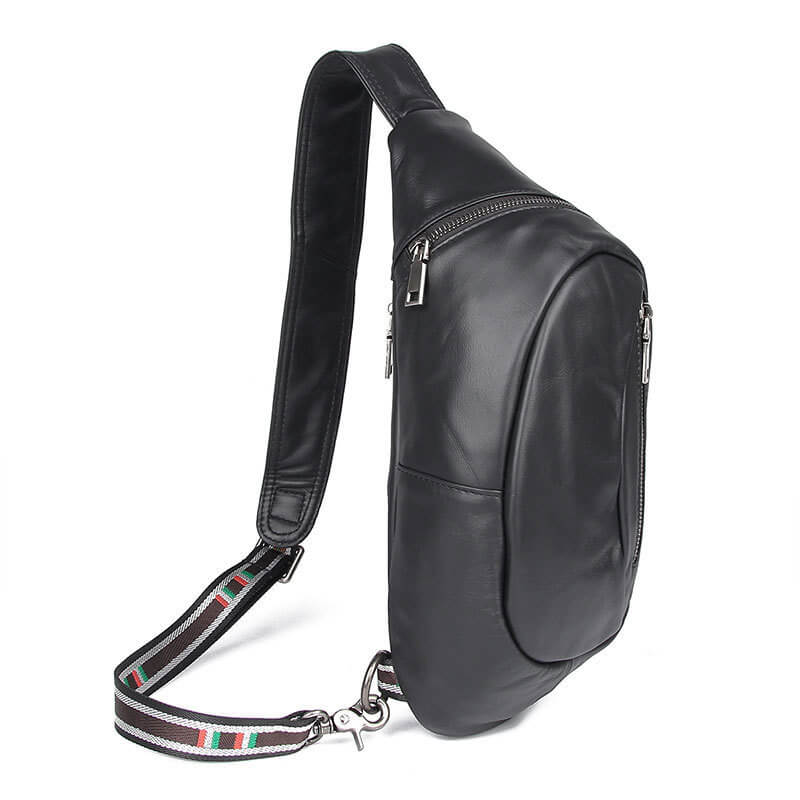 Herren Brusttasche für Männer Brustbeutel Leder schwarz