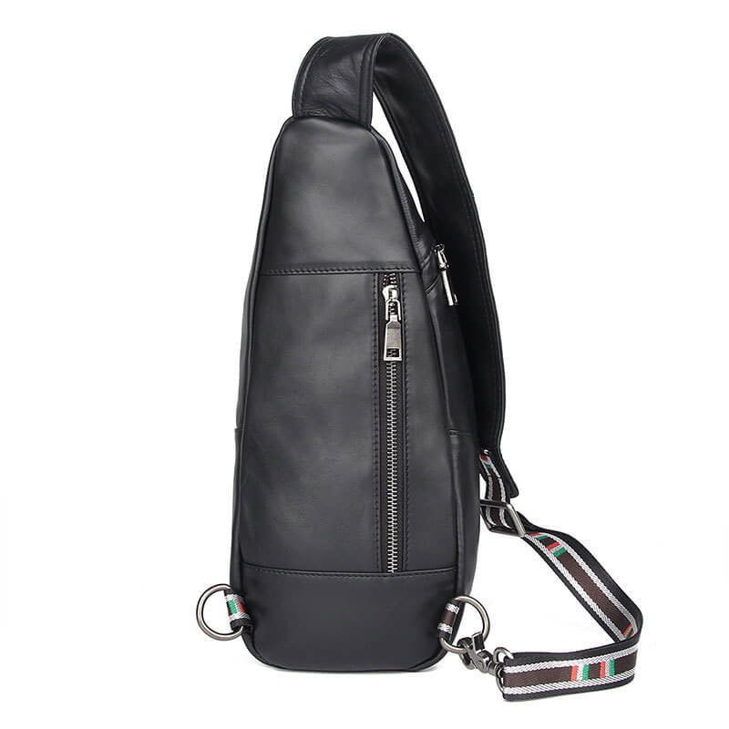 Herren Brusttasche für Männer Brustbeutel Leder schwarz