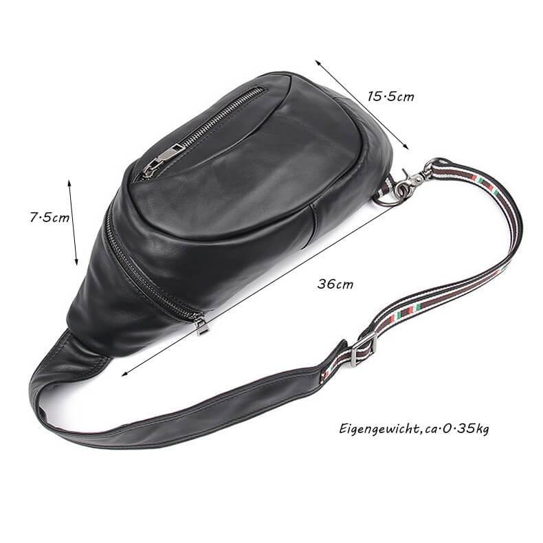Herren Brusttasche für Männer Brustbeutel Leder schwarz