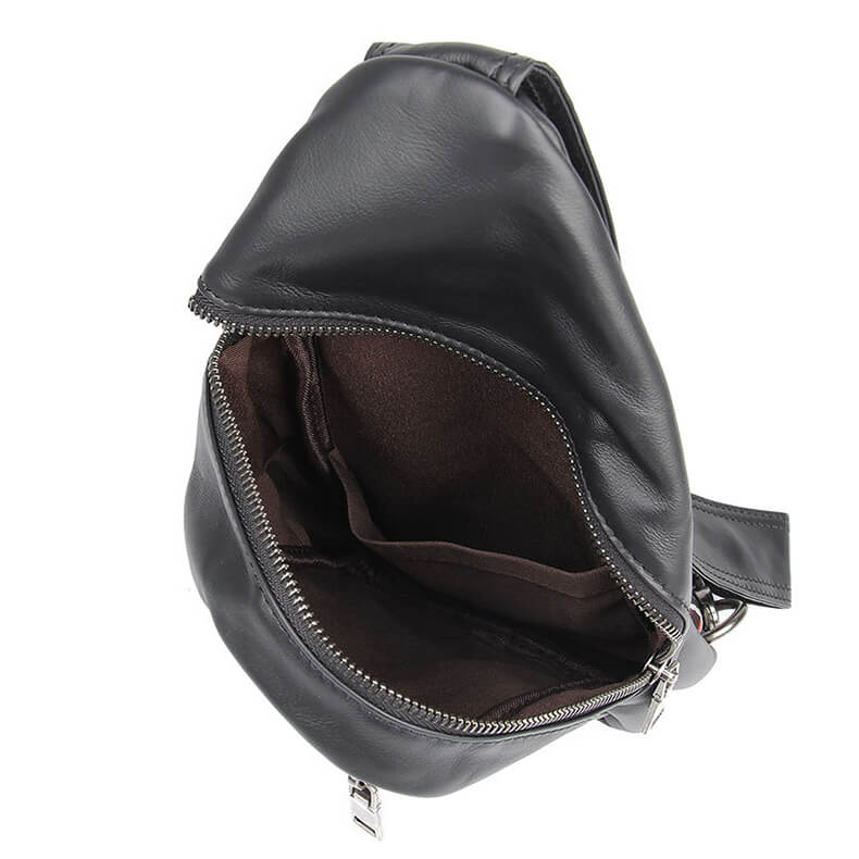 Herren Brusttasche für Männer Brustbeutel Leder schwarz