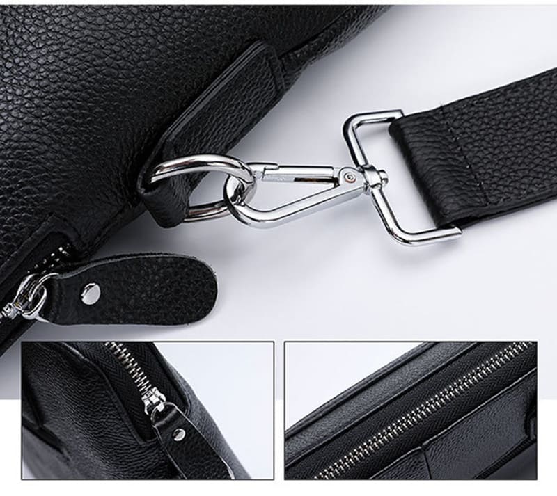 Herren Businesstasche Leder schwarz Aktentasche Laptopfach Handtasche
