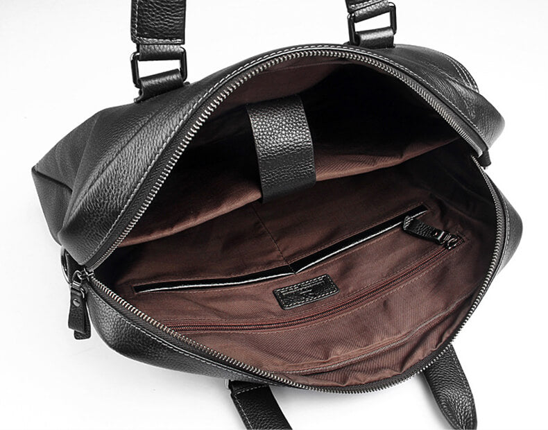 Herren Businesstasche mit Laptopfach Umhängetasche Leder Aktentasche A4 schwarz und kaffeebraun