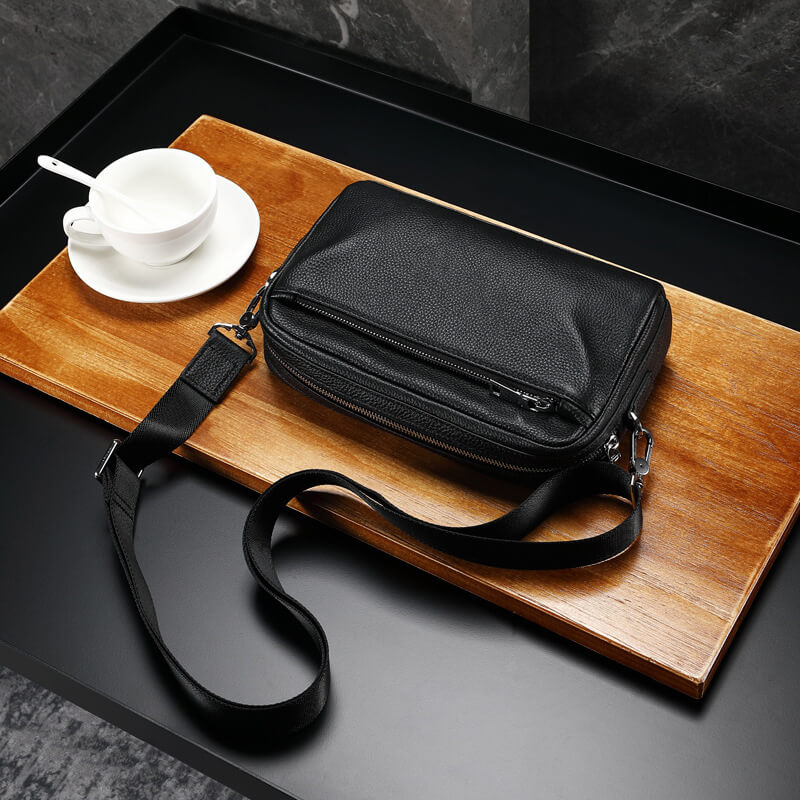 herren clutch leder schwarz