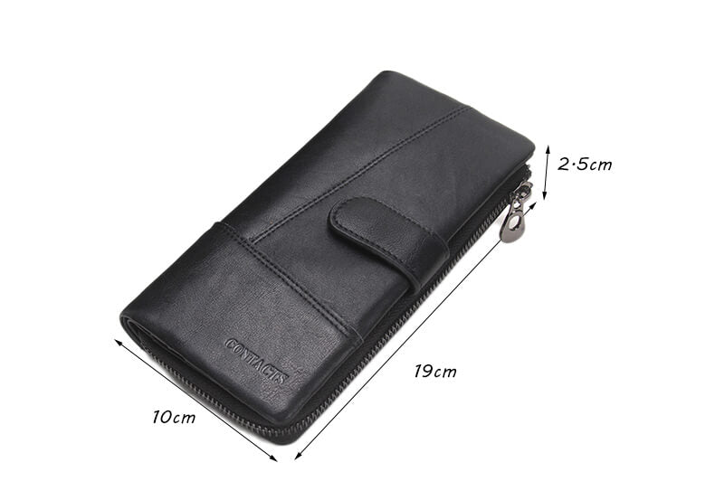 Herren Geldbörse Leder Reißverschluss Brieftasche lang Portemonnaie in 3 Farben