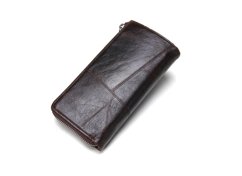 Herren Geldbörse Leder Reißverschluss Brieftasche lang Portemonnaie in 3 Farben