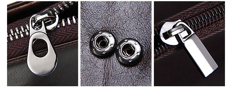 Herren Geldbörse Leder Reißverschluss Brieftasche lang Portemonnaie in 3 Farben