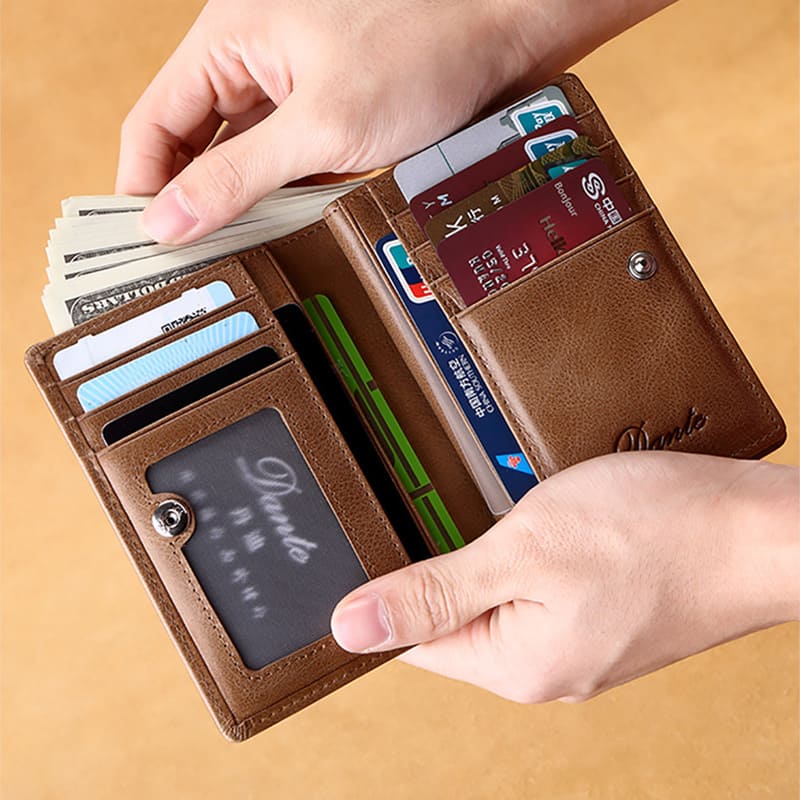 Herren Geldbörse Leder für Hosentasche RFID Schutz Portemonnaie mit Münzfach