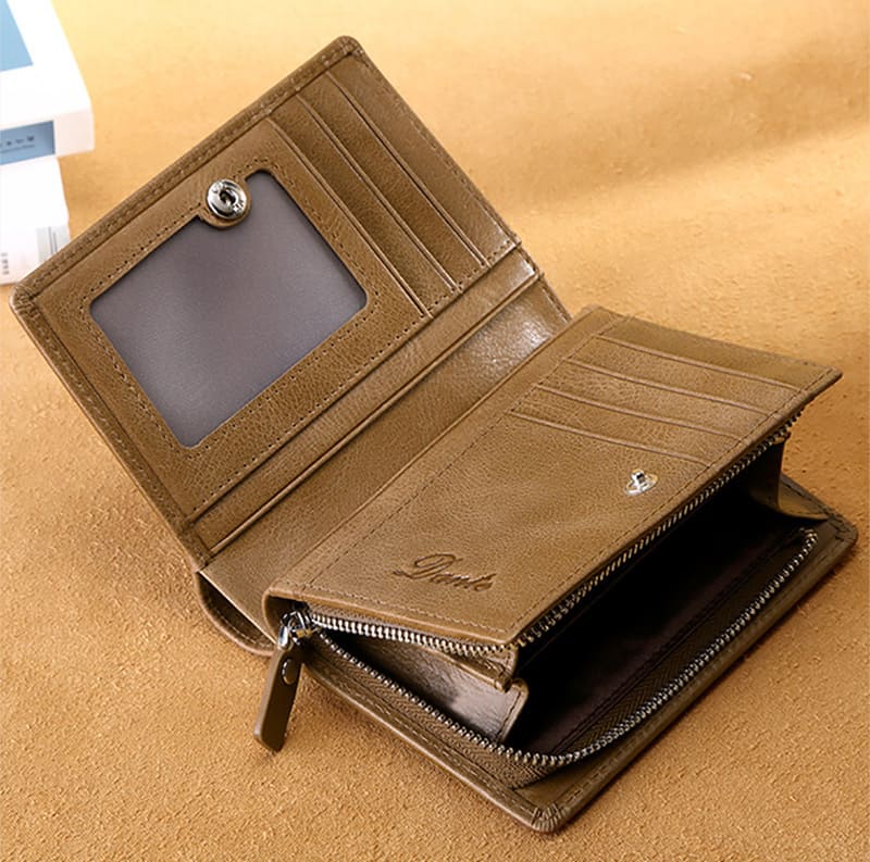 Herren Geldbörse Leder für Hosentasche RFID Schutz Portemonnaie mit Münzfach