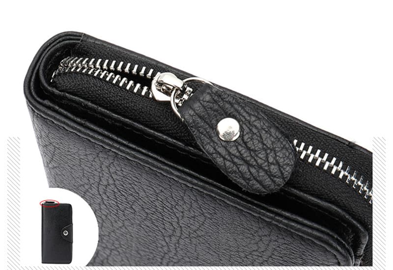 Herren Geldbörse Leder lang Brieftasche schwarz Portemonnaie Clutch