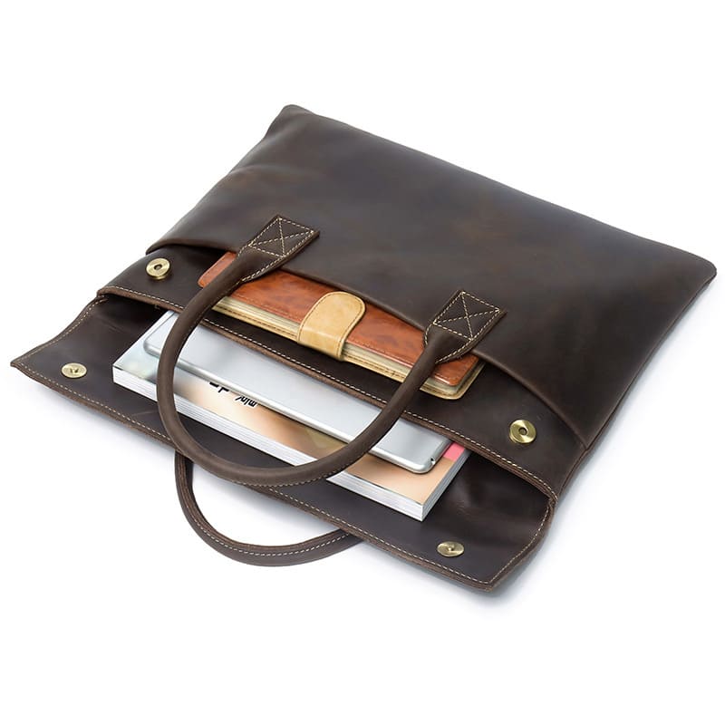 Herren Handtasche Leder Businesstasche Umhängetasche für Arbeit mit Laptopfach Aktentasche