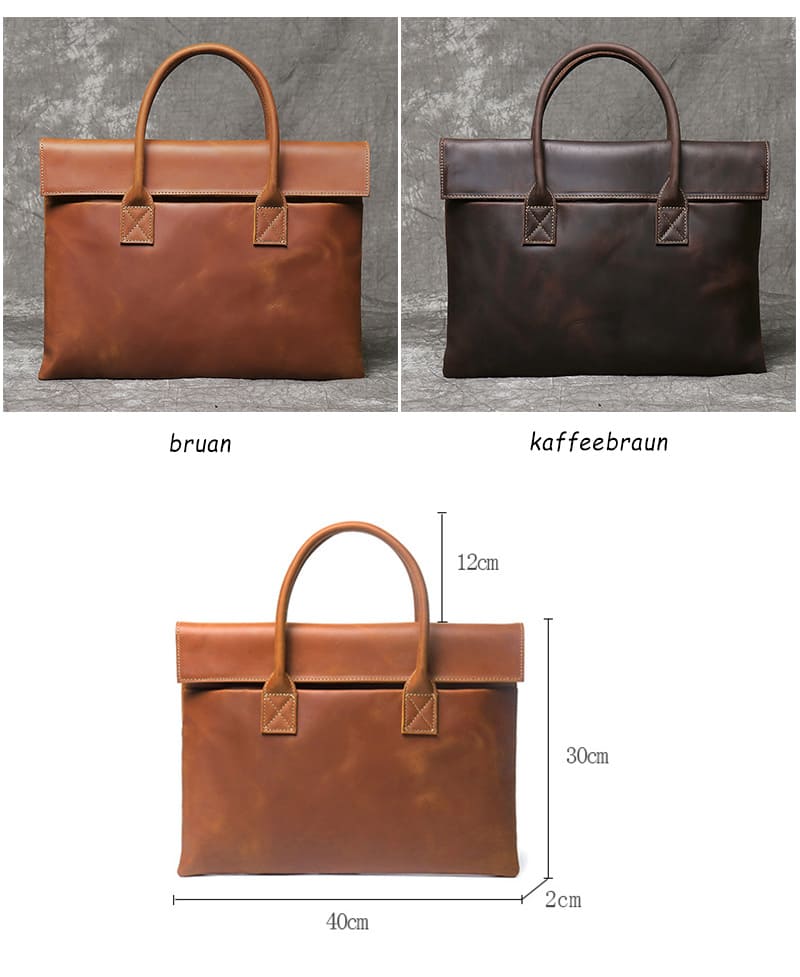 Herren Handtasche Leder Businesstasche Umhängetasche für Arbeit mit Laptopfach Aktentasche