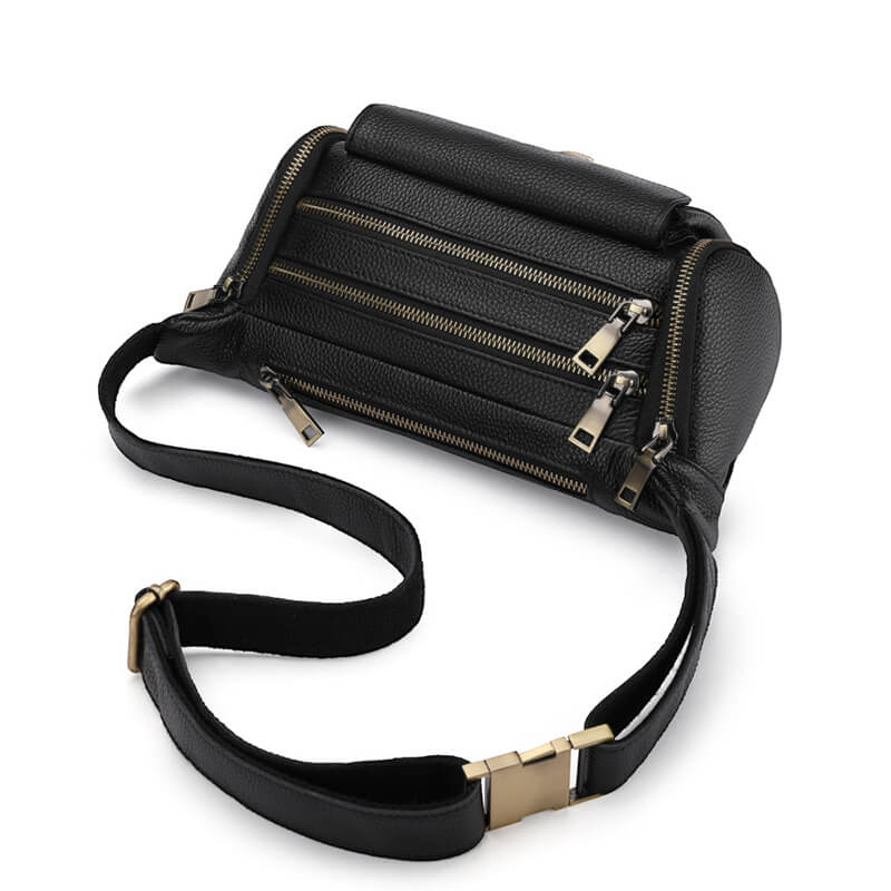 Herren Hüfttasche schwarz Leder Bauchtasche Männer