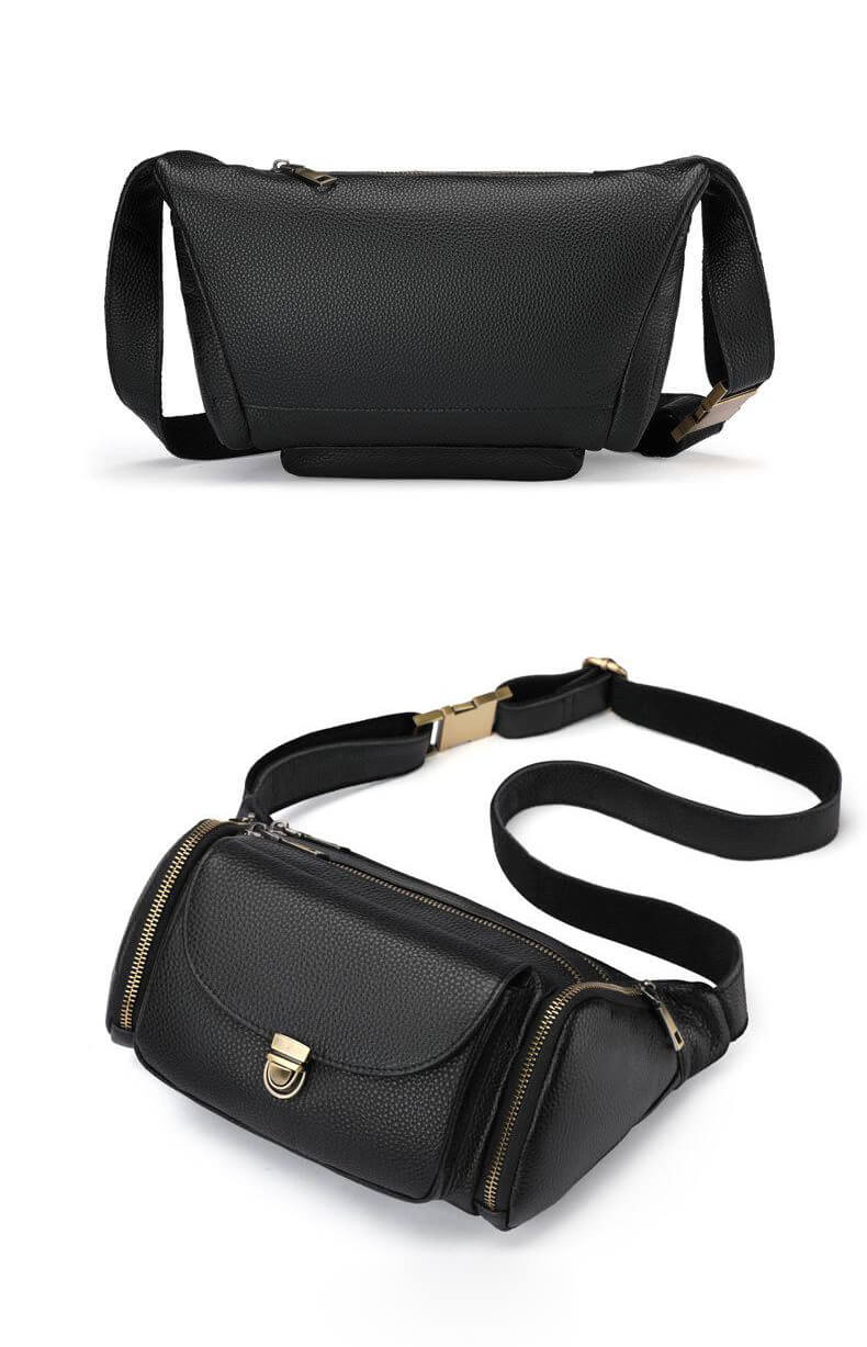 Herren Hüfttasche schwarz Leder Bauchtasche Männer