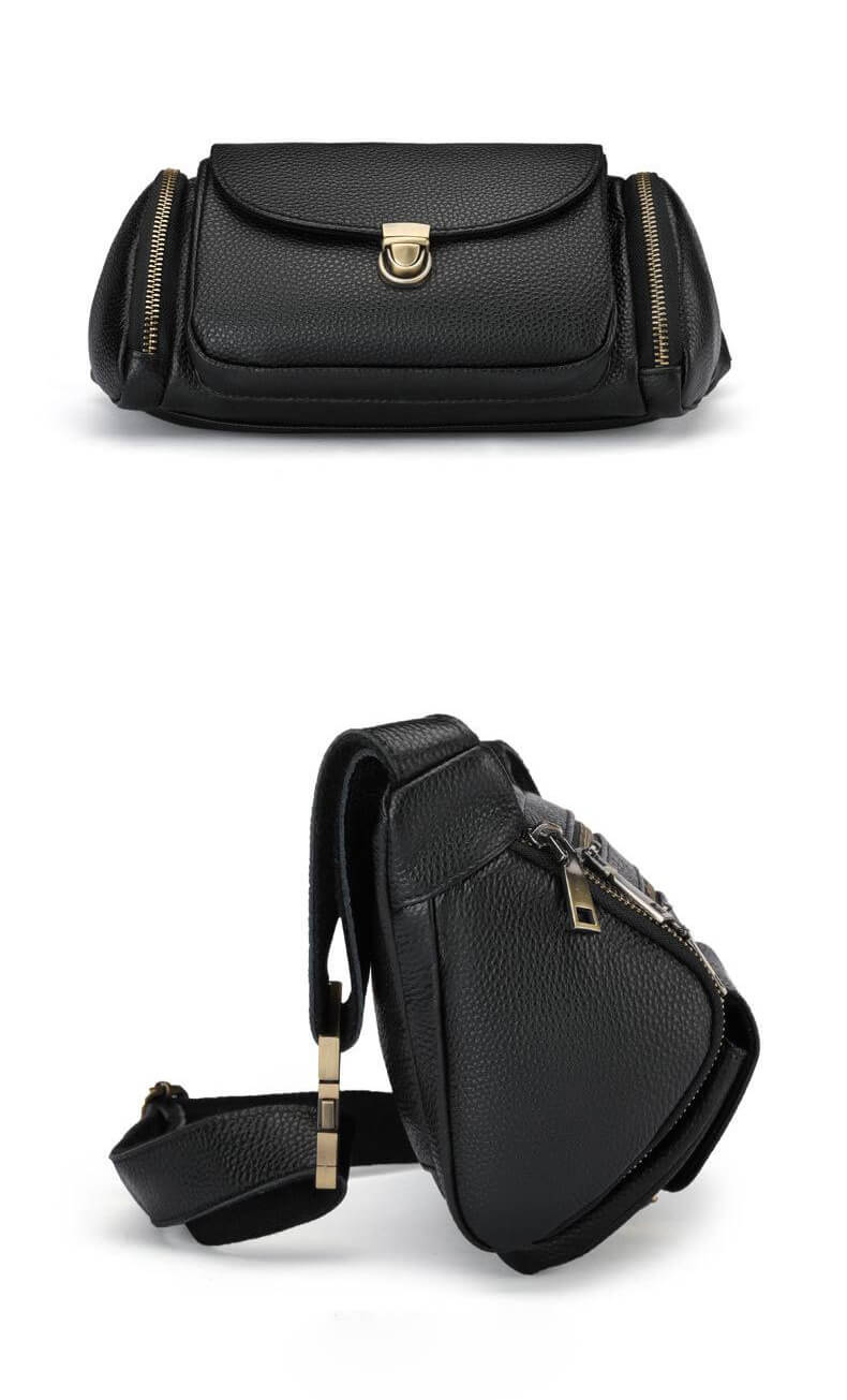 Herren Hüfttasche schwarz Leder Bauchtasche Männer