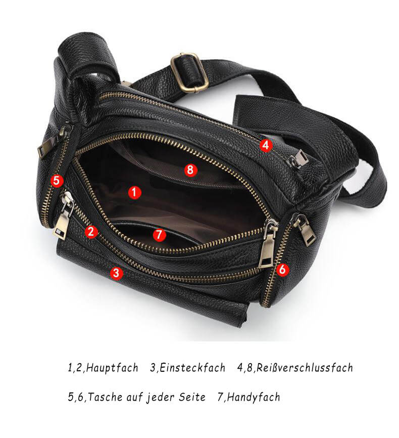 Herren Hüfttasche schwarz Leder Bauchtasche Männer