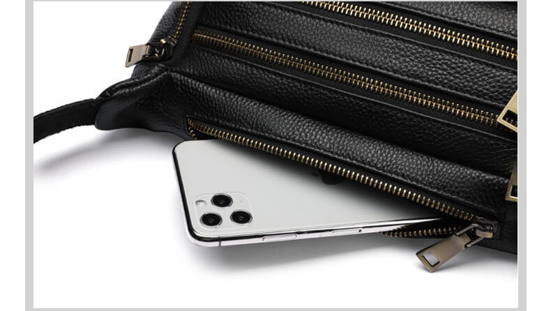 Herren Hüfttasche schwarz Leder Bauchtasche Männer