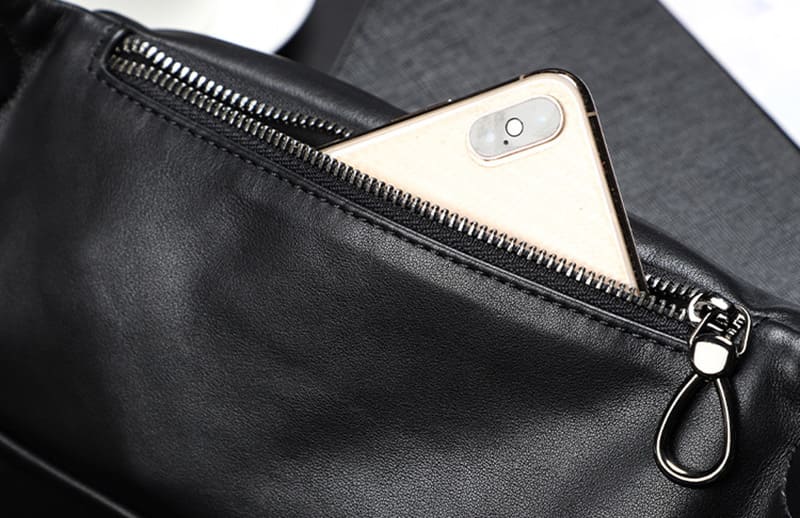 Herren Hüfttasche schwarz weiches Leder Bauchtasche