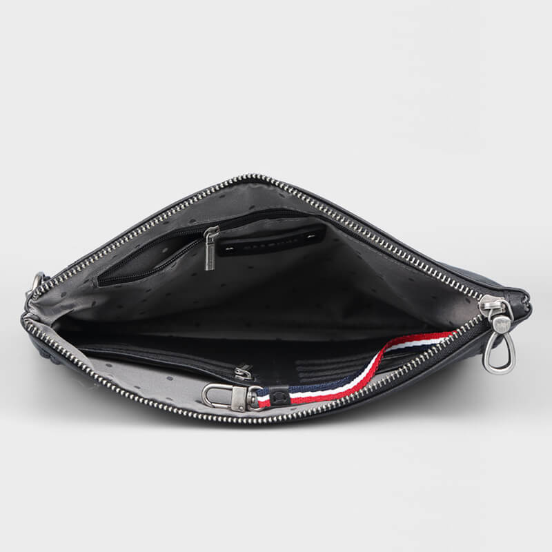 Herren Leder Clutch schwarz für Alltag Handtasche mit Handgelenkgurt