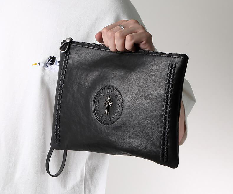 herren clutch leder schwarz