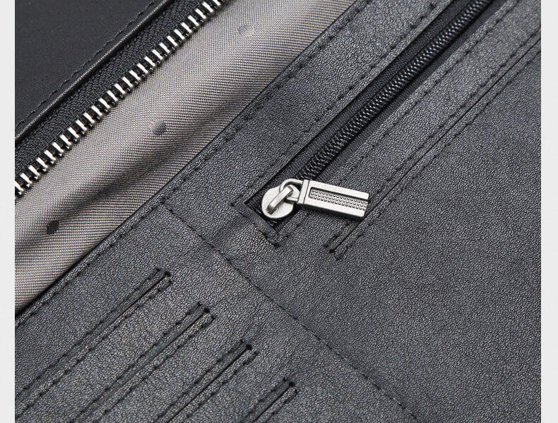 Herren Leder Clutch schwarz für Alltag Handtasche mit Handgelenkgurt