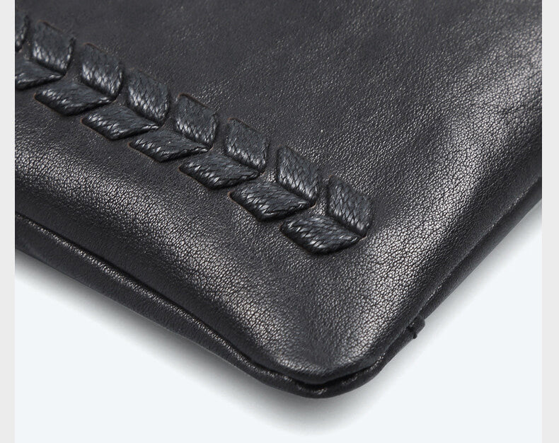 Herren Leder Clutch schwarz für Alltag Handtasche mit Handgelenkgurt