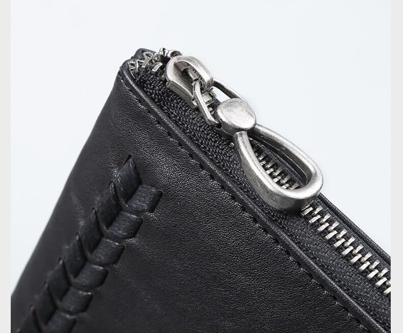 Herren Leder Clutch schwarz für Alltag Handtasche mit Handgelenkgurt
