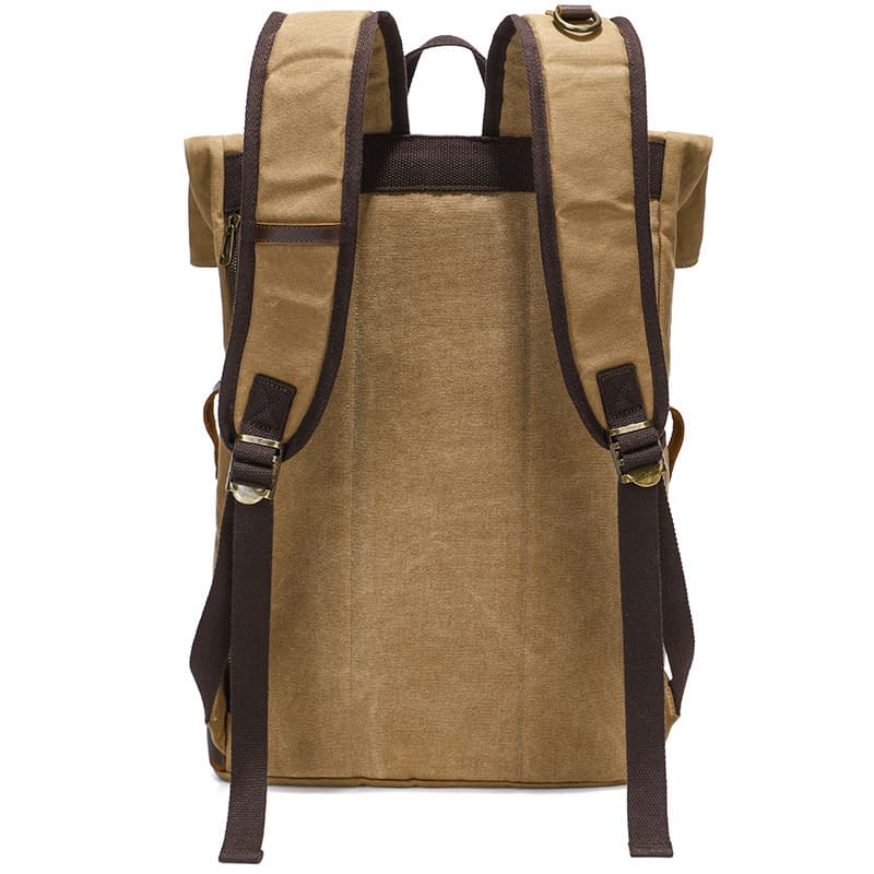 Herren Rucksack Canvas Rolltop für Uni Sport Schule und Reisen