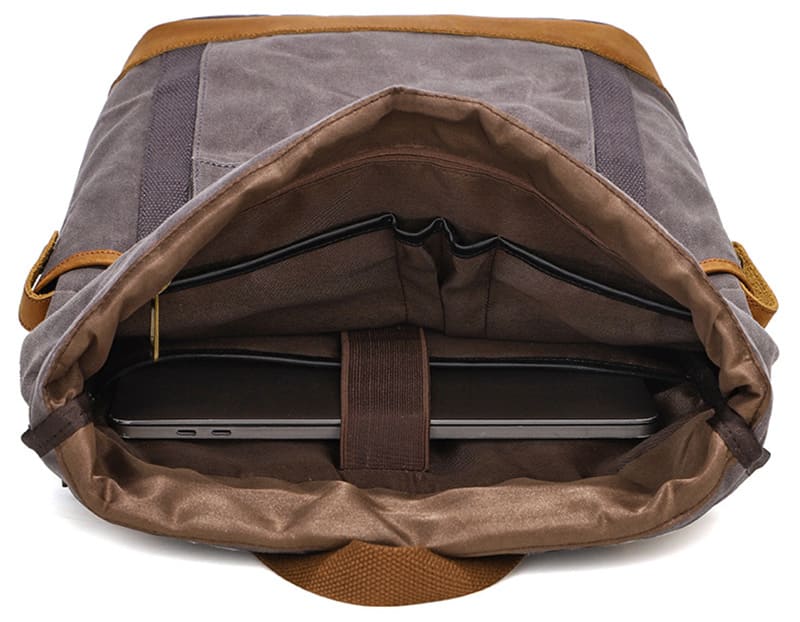 Herren Rucksack Canvas Rolltop für Uni Sport Schule und Reisen