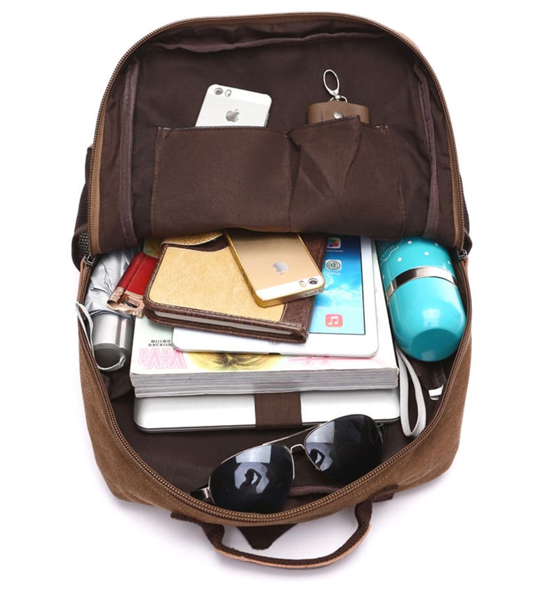 Herren Rucksack Canvas mit Laptopfach und vielen Fächern für Uni und Reisen