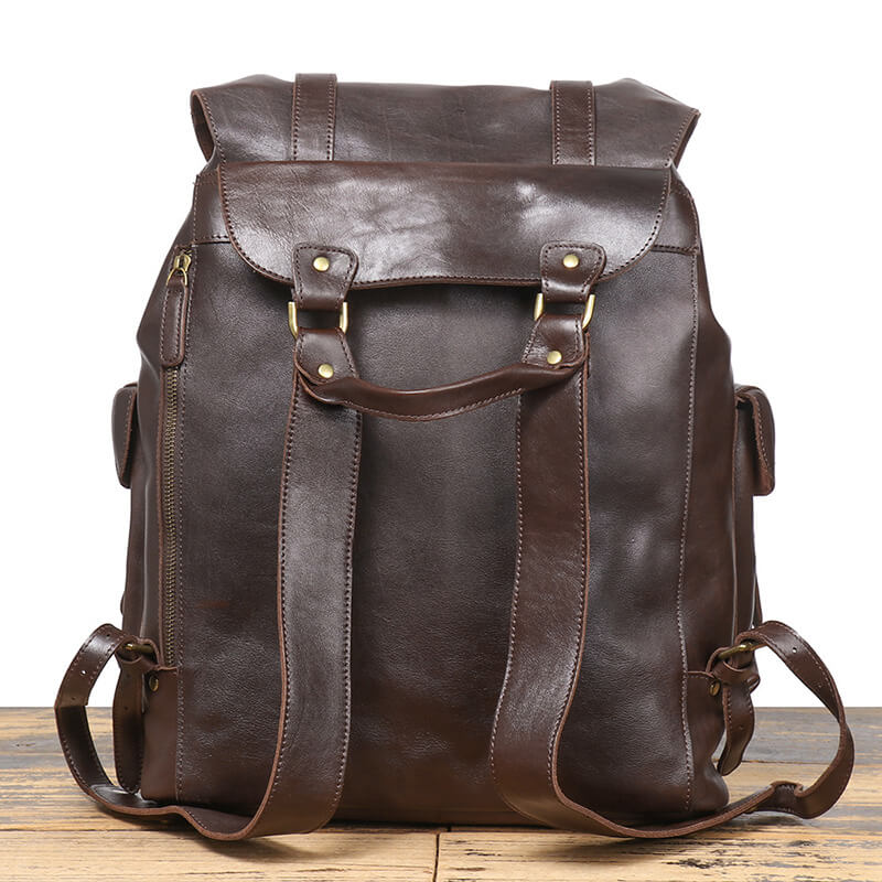 Herren Rucksack Leder Vintage mit Laptopfach für Reisen und Alltag Lederrucksack Männer