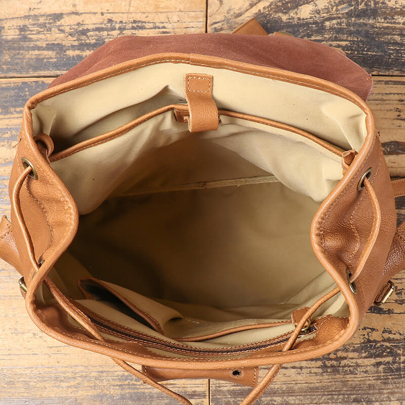 Herren Rucksack Leder Vintage mit Laptopfach für Reisen und Alltag Lederrucksack Männer